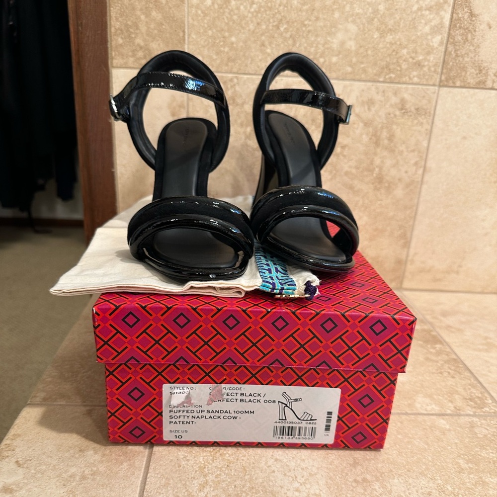 Tory Burch Puffed Up Square Tow Puffy Strap High Heel Sandals